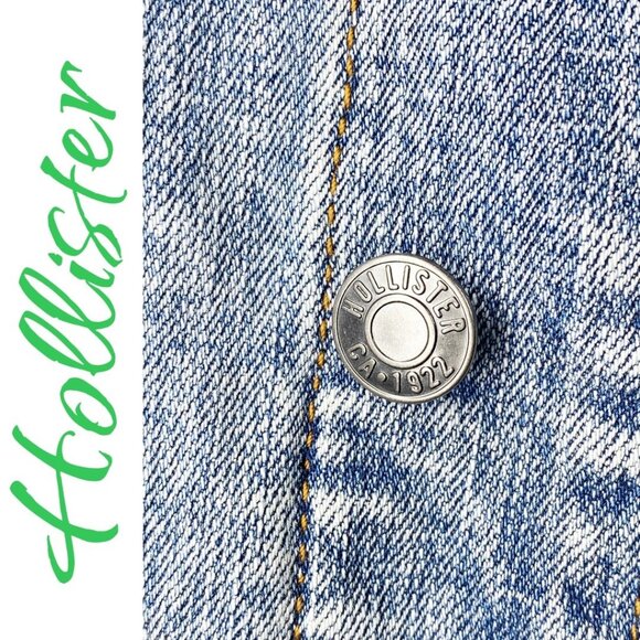 HOLLISTER MEN’s EPIC FLEX DISTRESSED BLUE DENIM JACKET, SIZE LARGE - Picture 6 of 8
